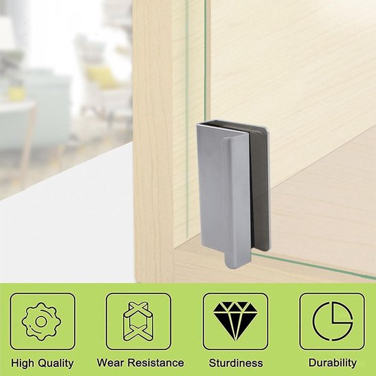 Glazen vingerrand trek, 4 stuks kastvinger trekkend handvat glazen deurclips kast sluiting klem verborgen handgreep voor display glazen etalage deur (parel chroom) — afbeelding 2