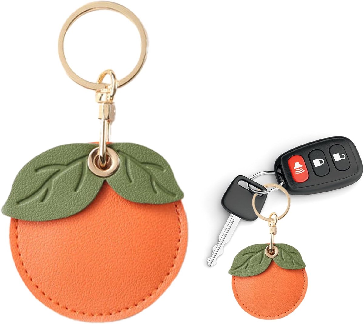 Lederen sleutelhanger houder voor Apple Airtag, beschermende luchttagklep met sleutelhangerring, anti-scratch airtags case voor sleutels