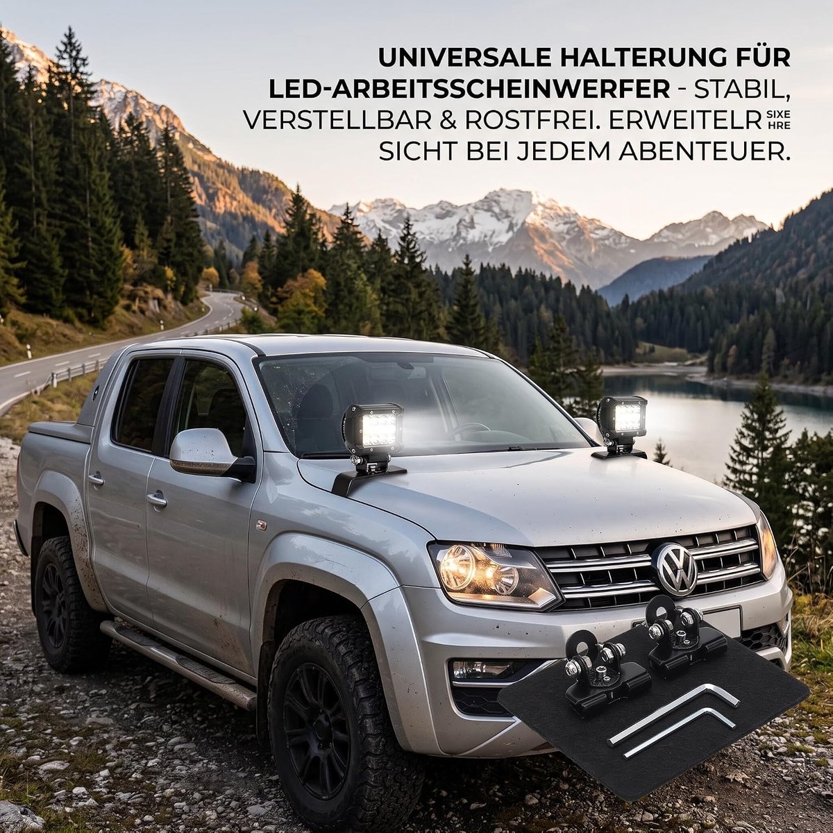 2 stuks led-werklamphouders, led-lichtstrip, houder voor motorkap, lichtbalk, werklamphouder voor werklampen, limousines, vrachtwagens, UTV's, SUV's