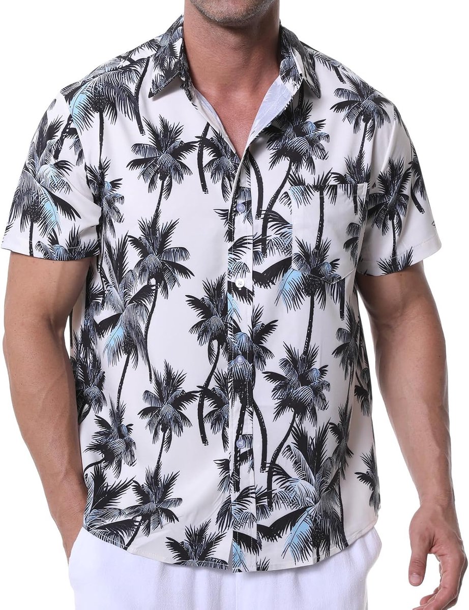 herenshirt met korte mouwen en bloemenshirts, zomerhemden, zomer, casual shirt voor strand, vakantie, strand shirts