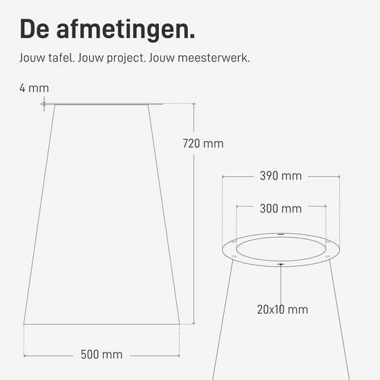 Goods Berlin Tafelzuil CONICAL Tafelpoot metaal zwart 72 cm hoog - Japandi stijl lamellenlook - tafelframe rond - tafelvoet conisch - tafelonderstel voor eettafel voor doe-het-zelf tafel — afbeelding 5