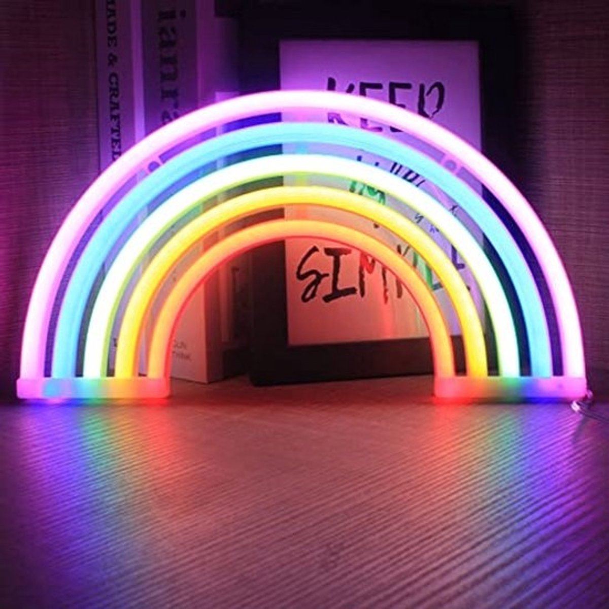 Regenboog Neon Nachtlamp voor Wanddecoratie – USB of Batterij Voeding