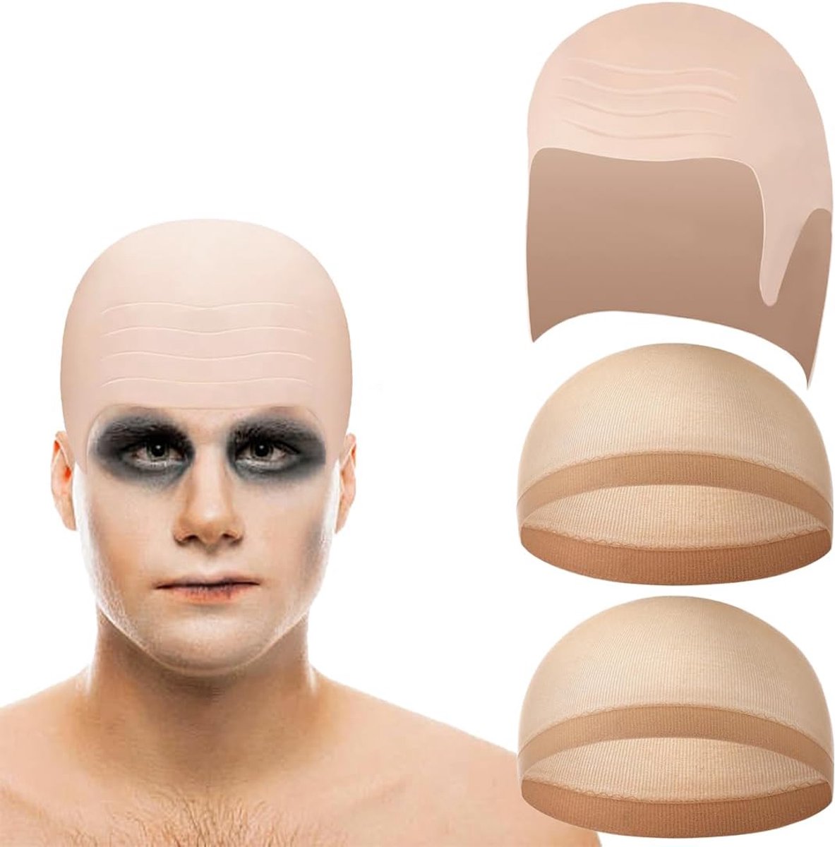 Haarmuts met mesh voor vrouwen, kale pruik, kale tran, nep-kraan, voor volwassenen, cosplay, Halloween, verkleedkleding