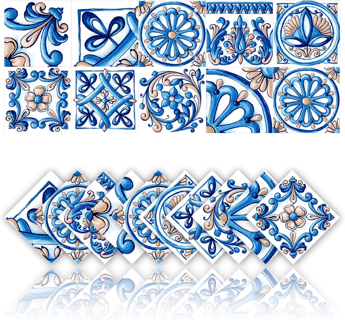 Plaktegels - Wandpanelen - tegelstickers keuken - plaktegels keuken - Zelfklevende Tegels - Muurstickers Keuken - Wandtegelstickers - Set van 20 - 15 x 15 cm - Decoratieve Stickers - Geschikt Voor Keuken & Badkamer - Blauw