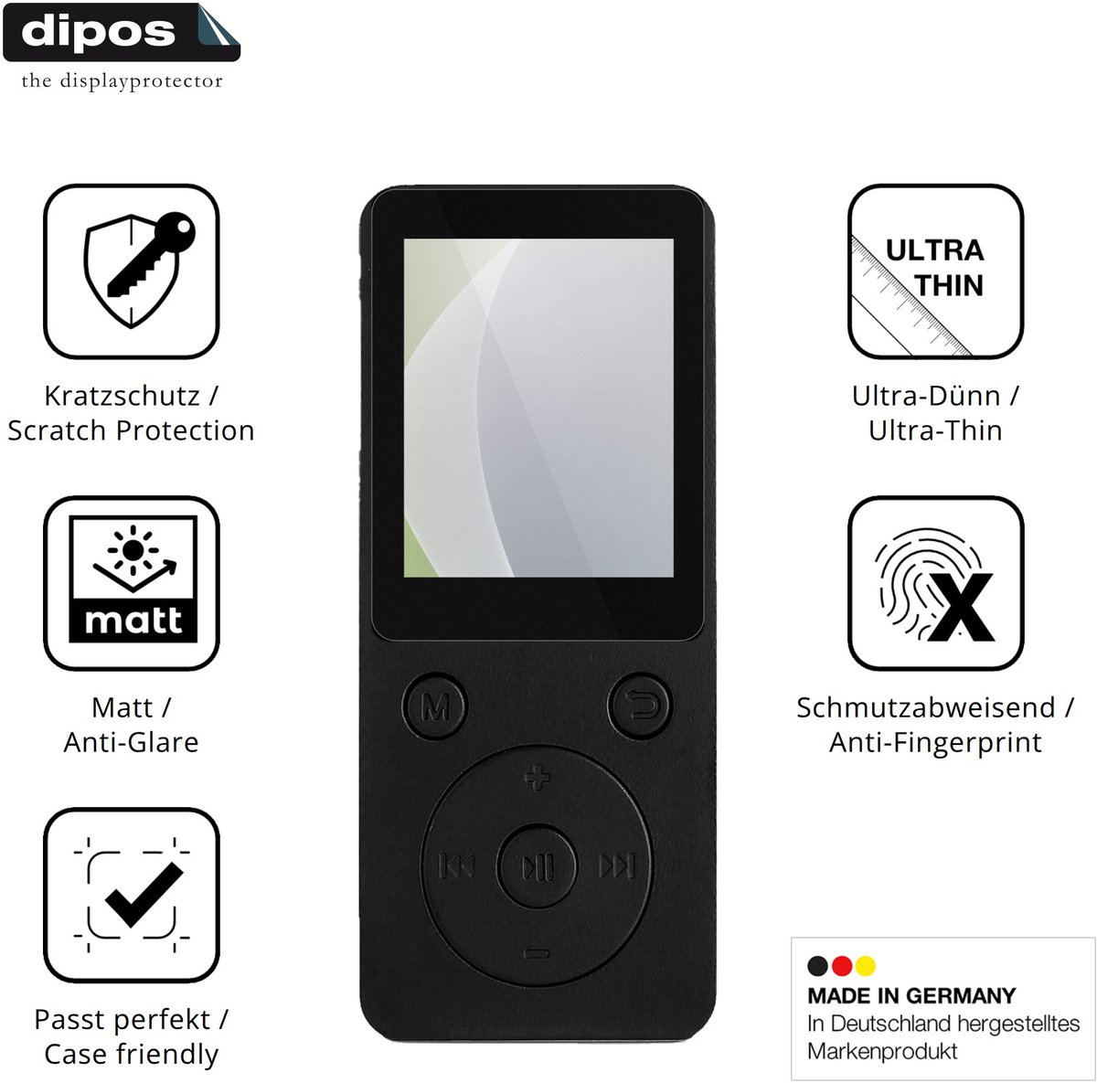 dipos – 4x Matte Beschermfolie geschikt voor Waufoae WDY-MP3-MXWf | Krasbestendige & antireflecterende Screenprotector Ultra-Thin