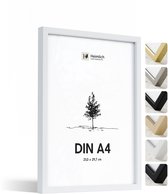 Heimlich Fotolijst A4 (21x29,7 cm) - Massief Hout Wit - Staand en Wandhangend - Onbreekbaar Kunststof Glas