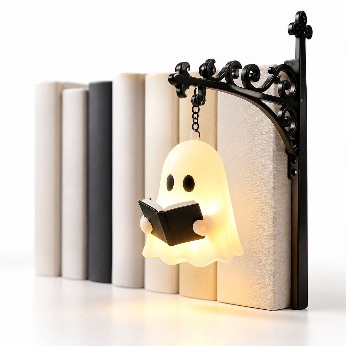 VHV Boekensteun metaal - Bibliotheeklantaarn - Decoratieve boekenplankverlichting - Boekenkast leeslampjes voor boekenwurmen - Boekenlegger - Antieke LED-boekenhoeklamp - Uniek cadeau voor boekenliefhebbers Zwart