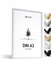 Heimlich Fotolijst A3 (29,7x42 cm) - Posterlijst Massief Hout Wit - Wandhangend - Onbreekbaar Kunststof Glas