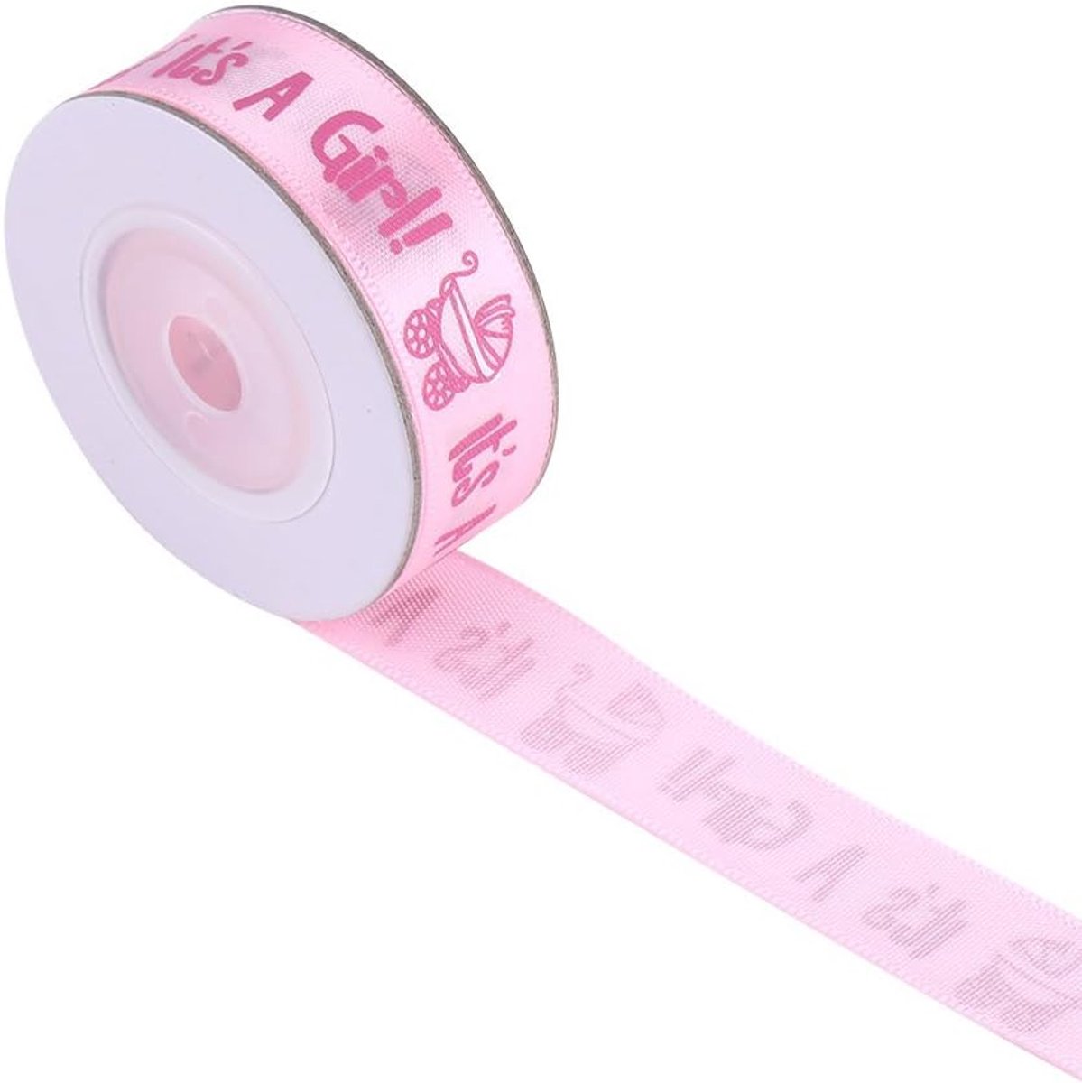 10 yards Baby Shower Ribbon Het is een jonge meisje Grosgrain Satijn Organza Sheer Fabric Ribbon Spool voor Baby Birth Party geschenken verpakking speciale gelegenheden decoraties leveringen (Pink)
