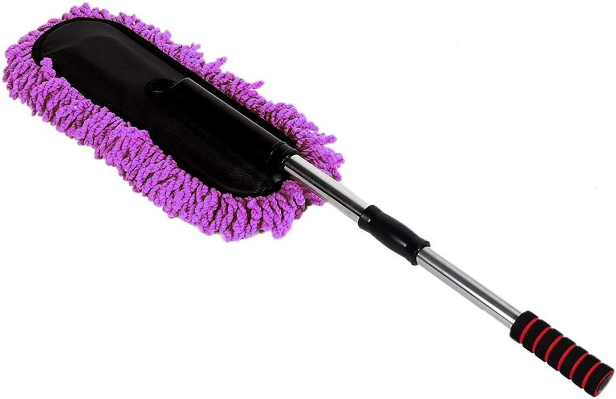 Reinigingsborstel Wax Wassen Mop Nanofibre Stofverwijdering Katoenen Borstel Verwijderbare Auto Gemonteerde Telescopische Voor Auto's Motorfietsen Vrachtwagens RVs Huizen Planken (paars) auto