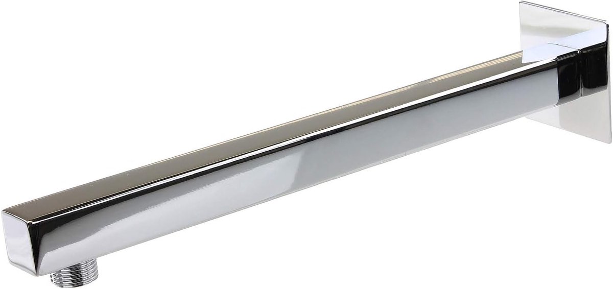 GO1404SQ40 douchearm hoekig hoogwaardig massief messing verchroomd wandsteun wandarm wandaansluiting douche voor regendouche douchekop (40 cm)