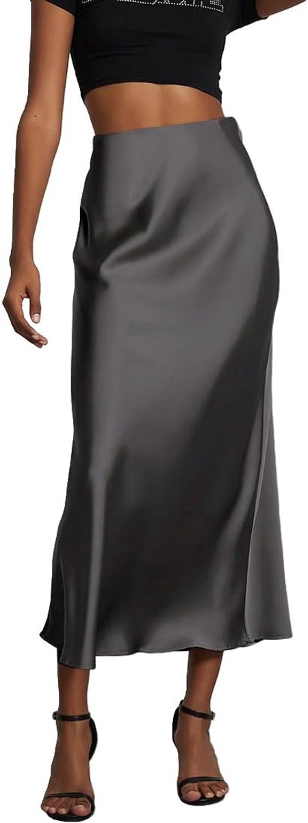 Rok voor dames, satijnen rok, hoge taille, elastisch, satijnen jurk, strakke rok, effen, rok, casual, chic, elegant, avondjurk