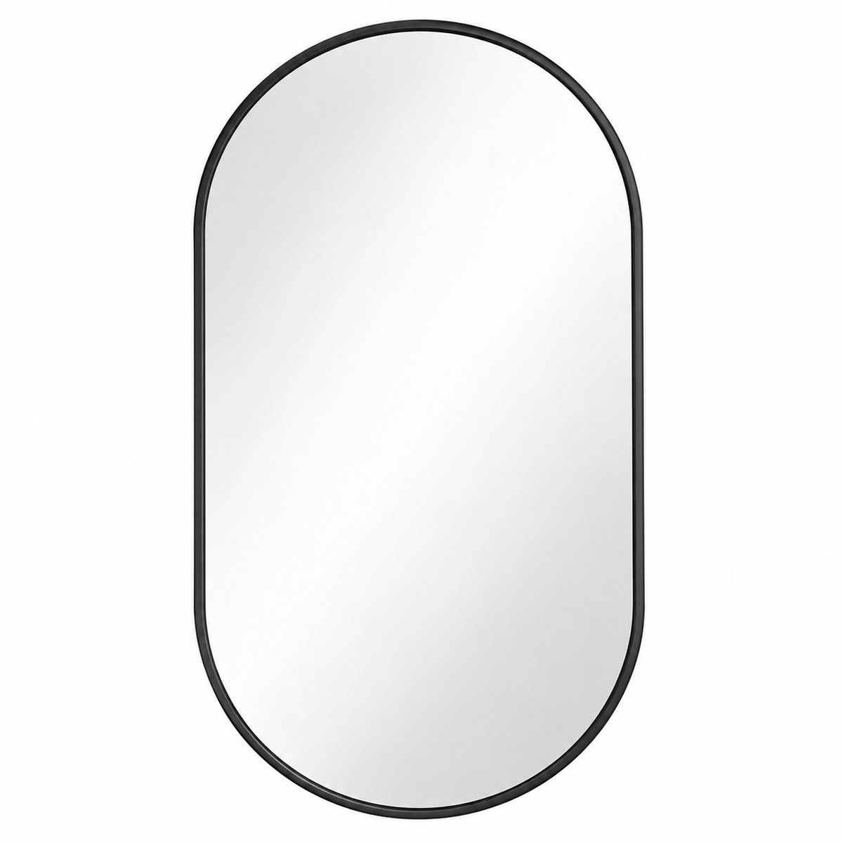 Bresht Ovale Spiegelkast - 2-in-1 - Opbergruimte - Met Verstelbare Glazen Planken - Wandmontage of Inbouw - Zwart - 85 x 52 cm