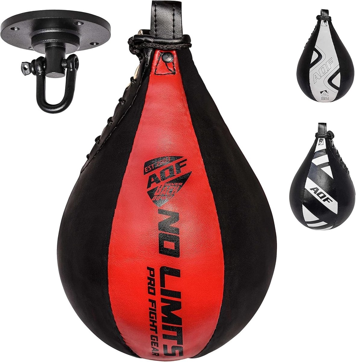 Boksbal standaard - Zwart & Rood - Lederen Speedball - Compacte Bokstraining voor MMA en Fitness
