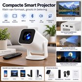 Nieuwste Draagbare 4K Android 14 Projector – Beamer met 600 ANSI Lumen, Auto Focus, Dual WiFi & Bluetooth 5.0 – 150 Inch Home Cinema Projector