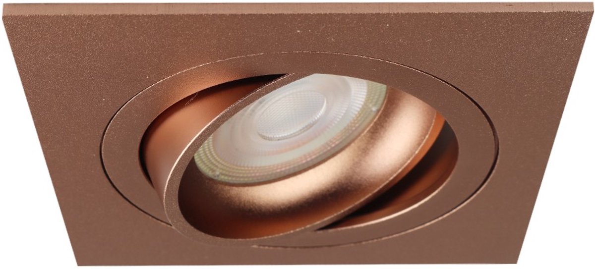 Ondiepe inbouwspot Cyran vierkant rosegoud - extra warm wit - dimbaar