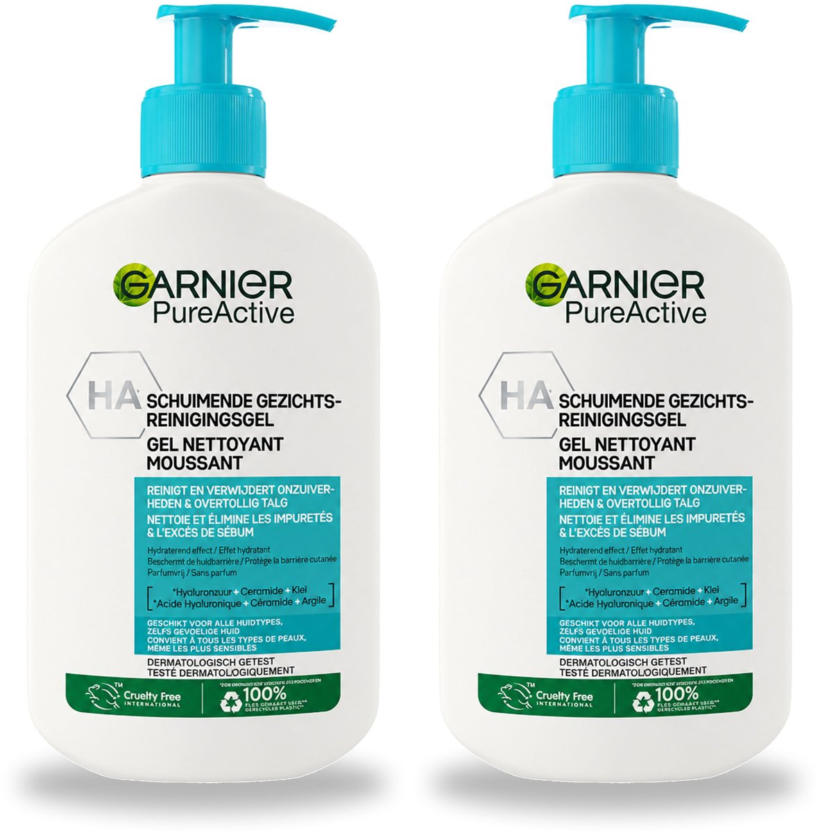 2 x Garnier - Pure Active - Gezichtsreiniger - Hydraterend - 250 ml - Bulkverpakking - 2 stuks