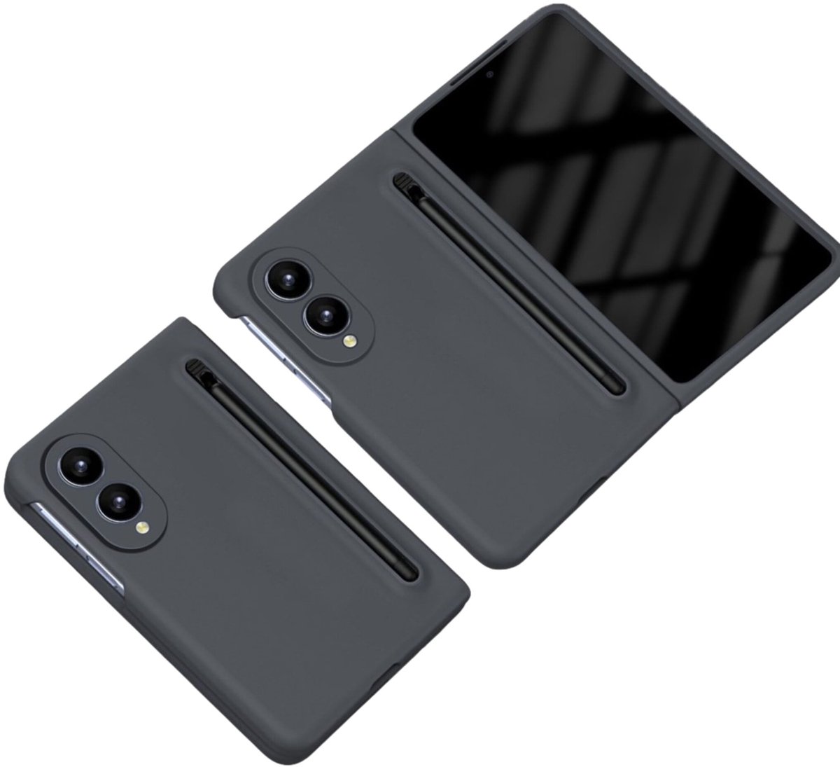 Casety Geschikt voor Samsung Galaxy Z Fold 8 backcover hoes met Stylus & screenprotector - Antraciet