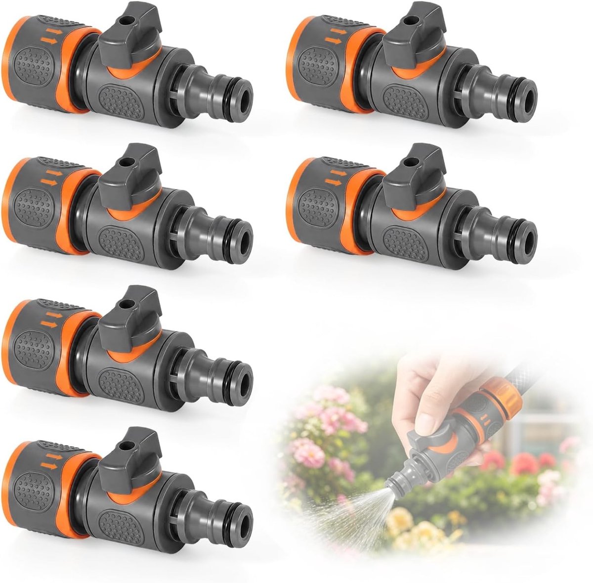 Slangkoppelingen met regelventiel, 1/2 inch, ABS materiaal, ideaal voor tuinbewatering en irrigatie