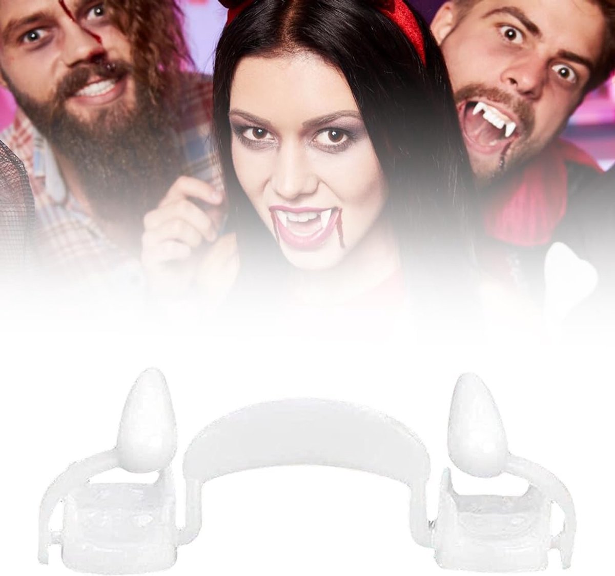 Intrekbare Realistische Vampiertanden - Herbruikbaar Gebit - Perfect voor Halloweenfeest - 1 Stuk (Wit)