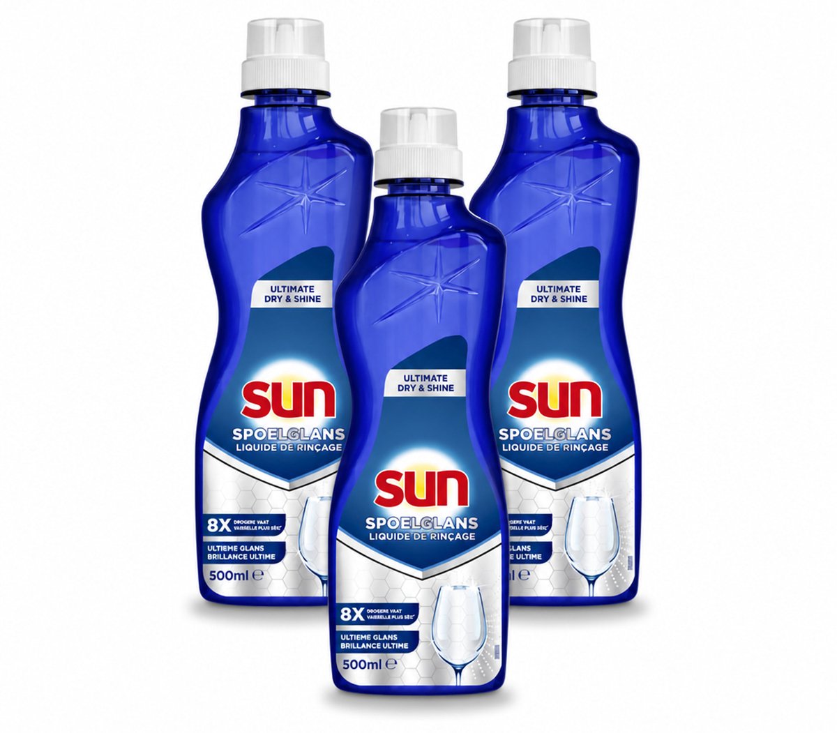 3 x Sun - Spoelglansmiddel - Dry & Shine - 500 ml - Voordeelverpakking - 3 stuks