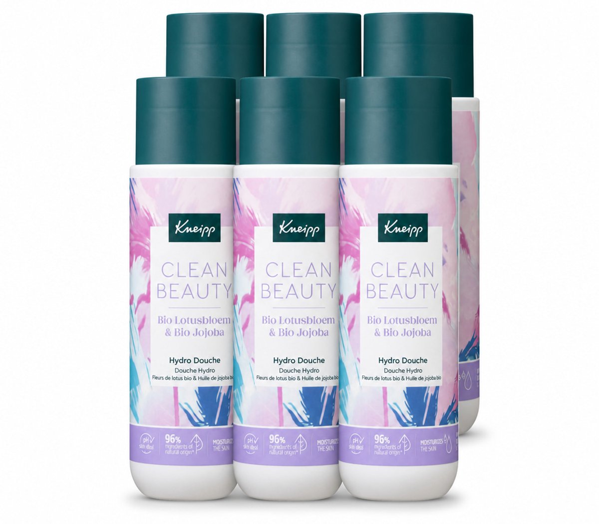 6 x Kneipp - Douchegel - Clean Beauty - Lotus & Jojoba - 200 ml - Voordeelverpakking - 6 stuks