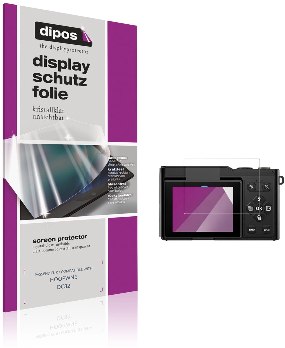 dipos – 4x Beschermfolie geschikt voor HOOPWNE DC82 | Krasbestendige & heldere Screenprotector Ultra-Thin