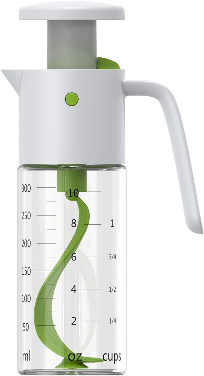 Mengfles - Slasaus en Vinaigrette Mixer met Drukknop - Glazen Fles voor Automatisch Mengen - Geschikt voor Ketchup Sap en Sojasaus - 300 ml - 1 Stuk