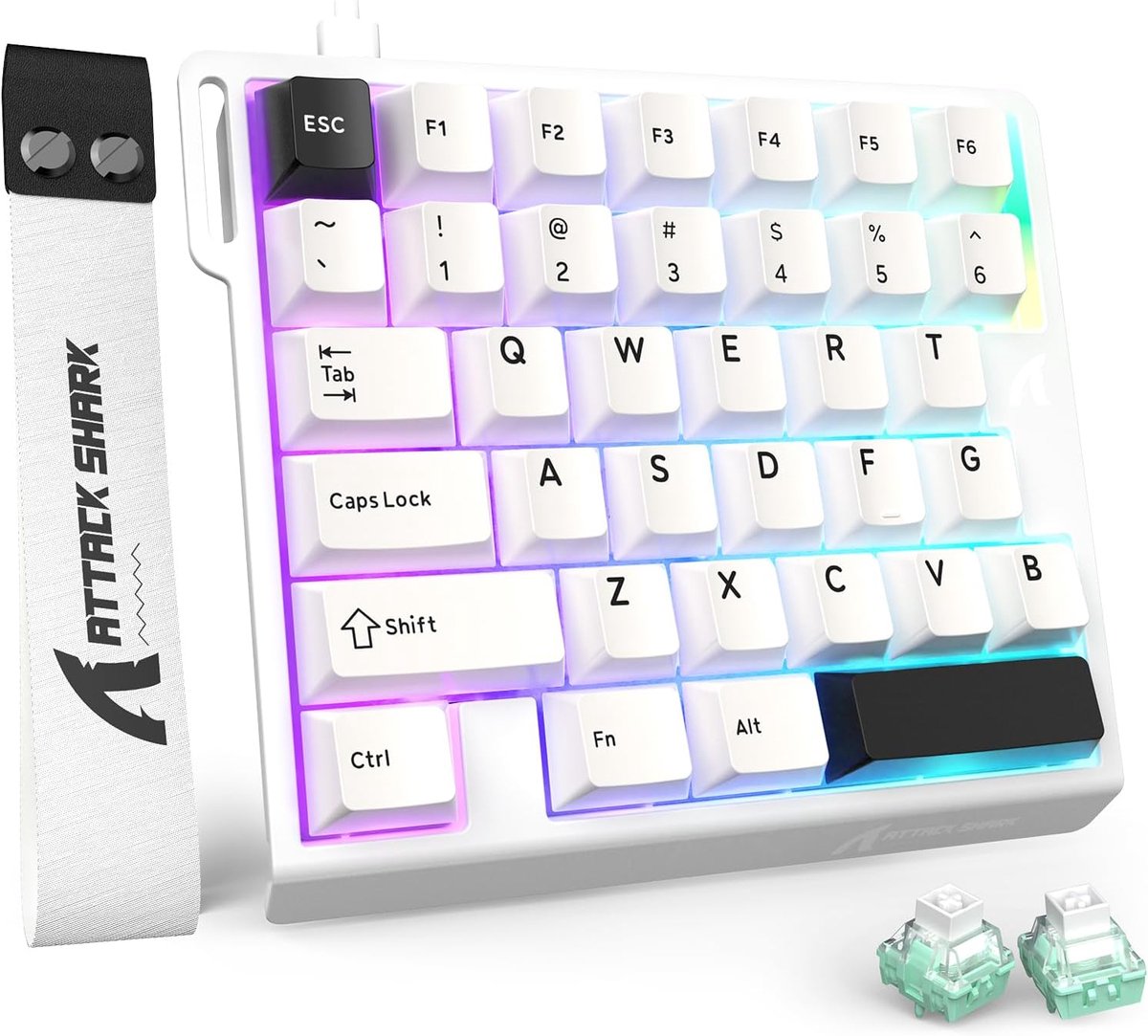 ATTACK SHARK M36HE - Magnetic Switch Wired Gaming Toetsenbord - 36 Keys - Starlight White