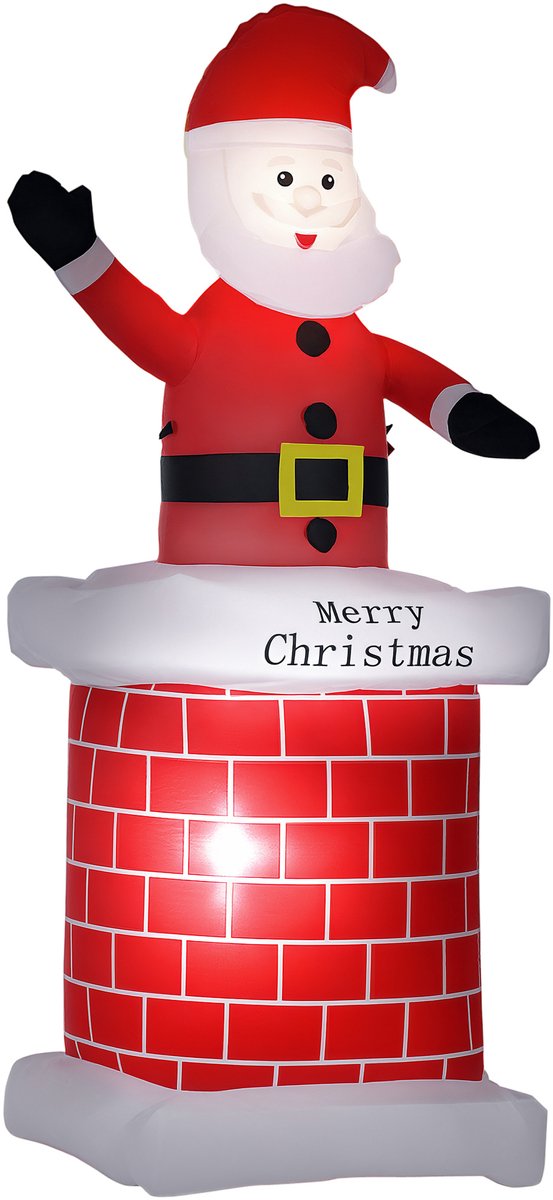 HOMCOM-Opblaasbare Kerstman-Polyester-80x70x210cm-Rood