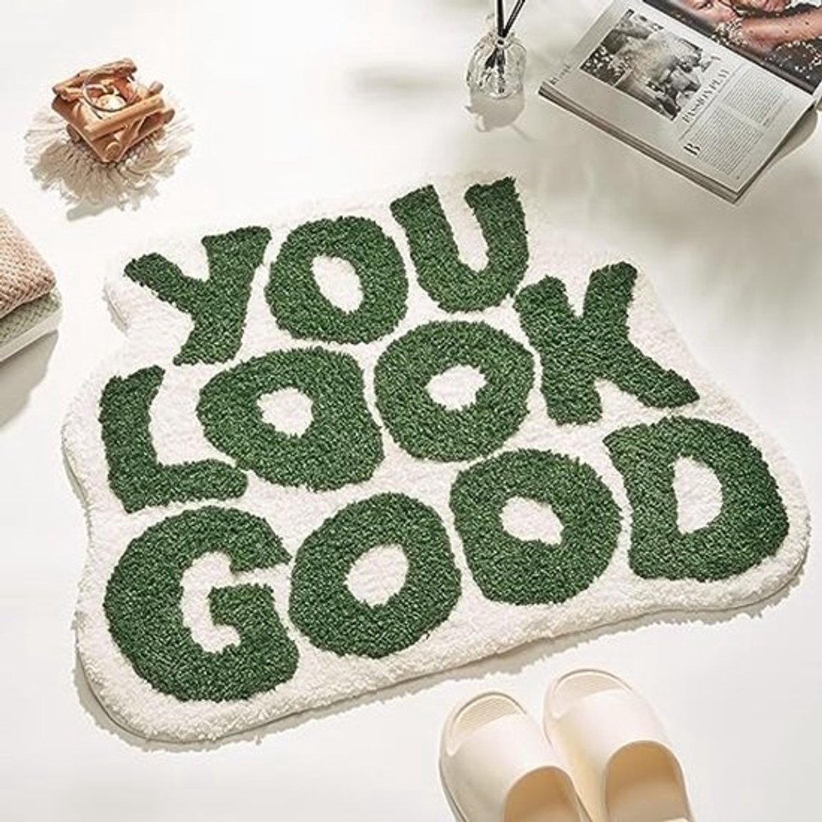 Trendy Groene Badmat - Schattig en Funky Decor voor de Badkamer