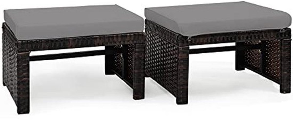 Weerbestendige Ottomaanse Voetenbank Set van 2 met Comfortabel Kussen - Perfect voor Tuin en Terras