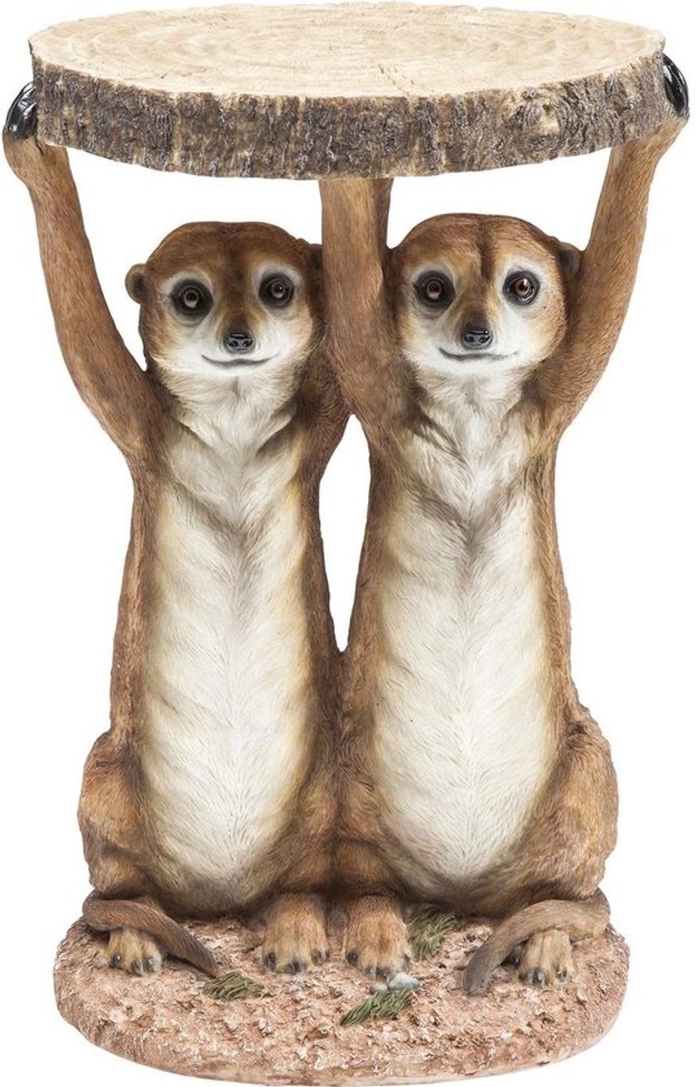Animal Bijzettafel Stokstaartjes Ø33Cm Houtlook Groot Bruin