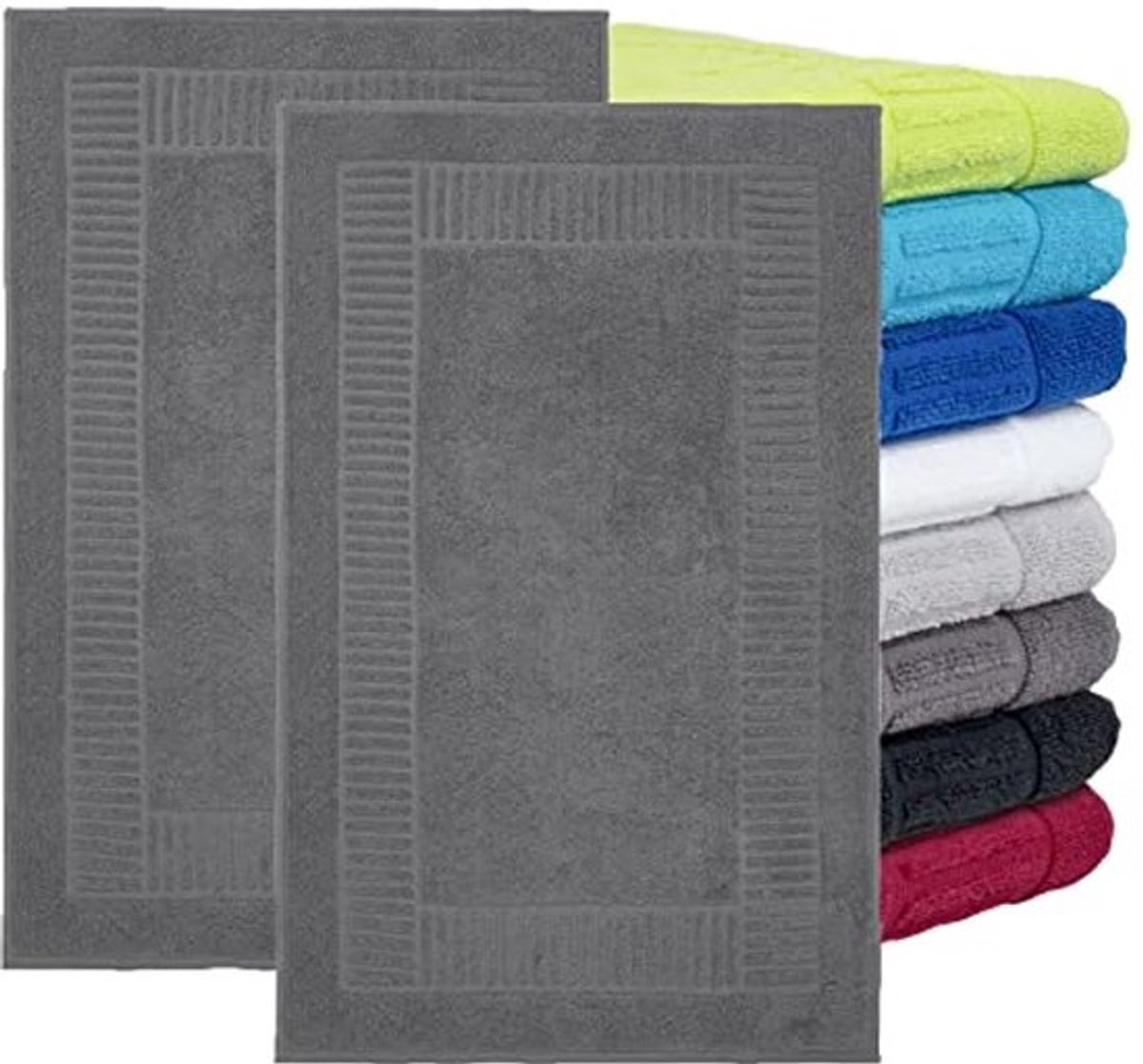 Set van 2 badmatten 50x80 cm | 100% katoen | douchemat kleur antraciet grijs