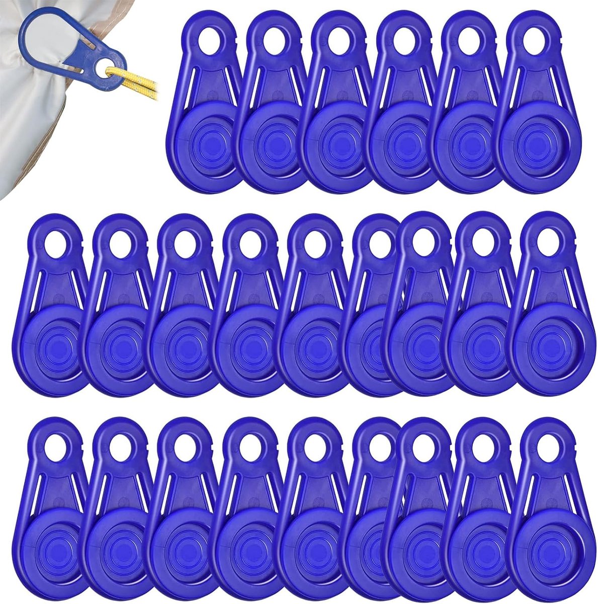 24 Stuks Blauwe Zware Waterdichte Tarp Clips - Voor Tenten, Zeilen en Outdoor Gebruik - Ideaal voor Camping en Picknicks