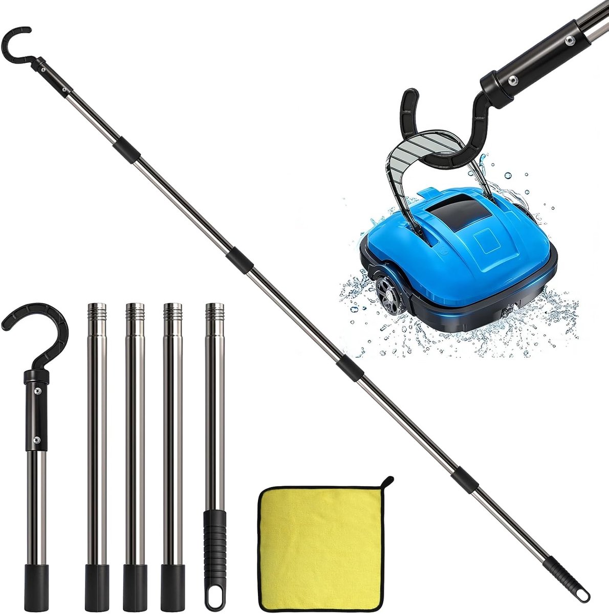 Haak voor zwembadrobot, haak voor zwembadrobot met telescoopstang, 185 cm, universele zwembadrobothaak