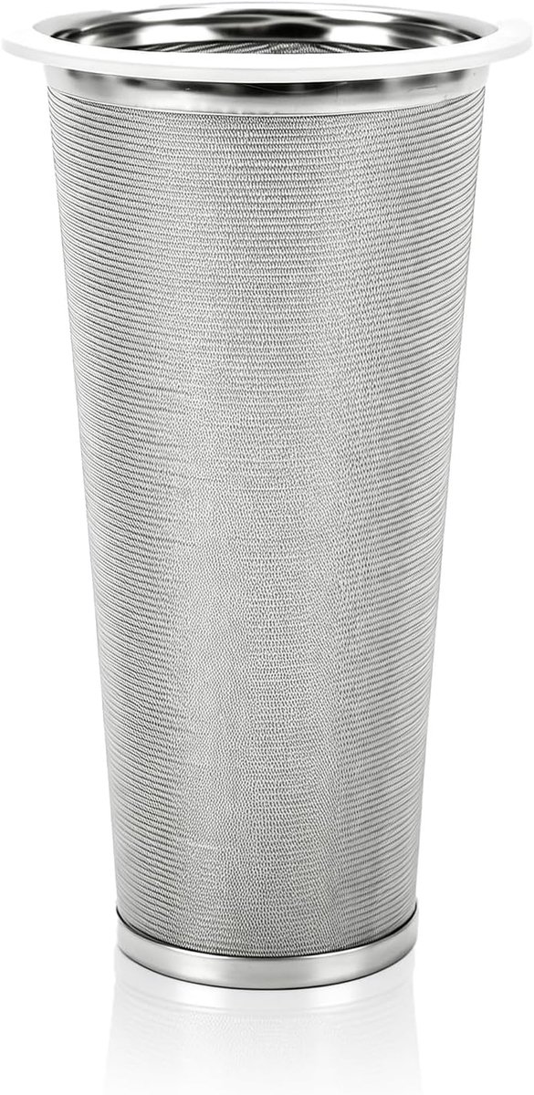 Koffiezeef, glazen met brede hals, thee-ei, roestvrijstalen filter met ultradunne mesh-afdichtring voor ijskoffie, dranken (8 x 15 cm)