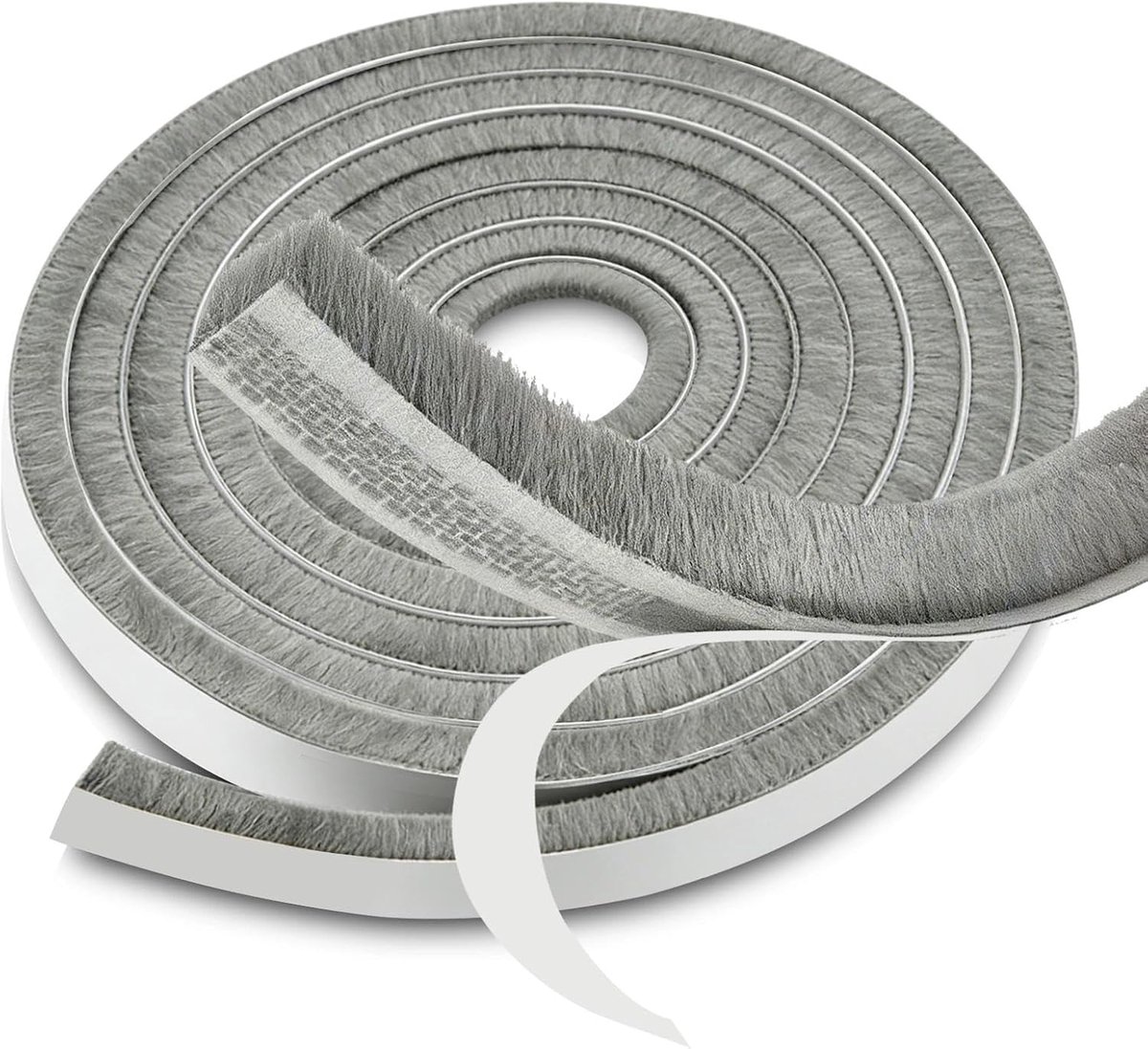 9 m borstelafdichting, zelfklevend, afdichtingsborstel, zelfklevende deurborstelafdichting, 9 mm (B) x 5 mm (D), deurafdichting, grijze borstelafdichting, rolluiken voor ramen, deuren