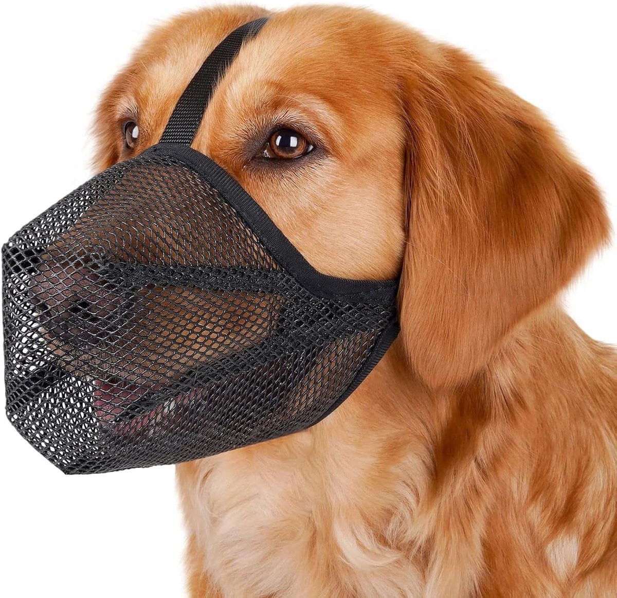 Muilkorf voor honden, zacht en comfortabel, muilkorf voor honden, verstelbare riemen, muilkorf voor kleine, middelgrote en grote honden, voorkomt blaffen en eten