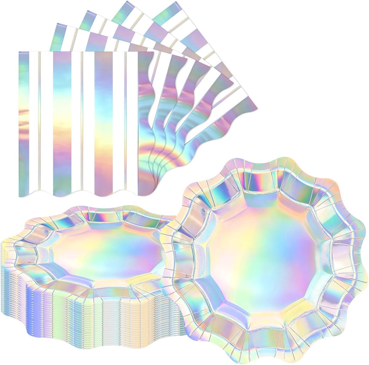 Kartonnen borden en servetten set 17,8 cm (7 inch), 20 kartonnen borden + 20 servetten, wegwerpservies, feestservies voor verjaardag, bruiloft, tafeldecoratie feestelijk