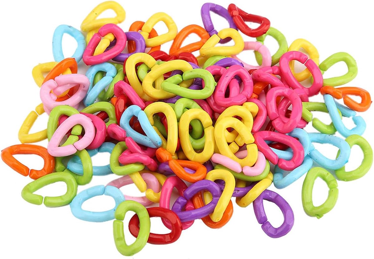 Vogelketting 100 Stuks Plastic Vogel C Clips Haken Kettingschakels DIY Papegaaispeelgoed - Veilig en Duurzaam, Levendige Kleuren voor Kleine Huisdieren, Perfect voor Het Ophangen van