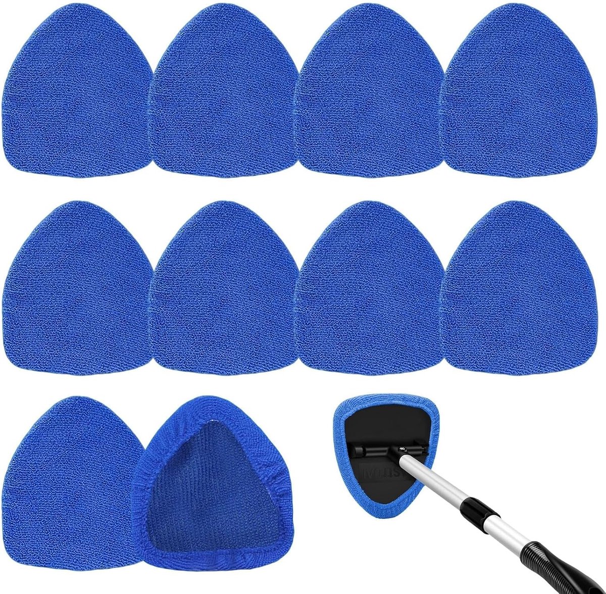 10 stuks voorruitreiniger, microvezeldoeken, poetsdoeken, poetsdoeken, autodroogdoek, 14,5 x 13 cm, voor voorruiten, interieur, reinigingsdoeken, waterabsorberend (blauw)