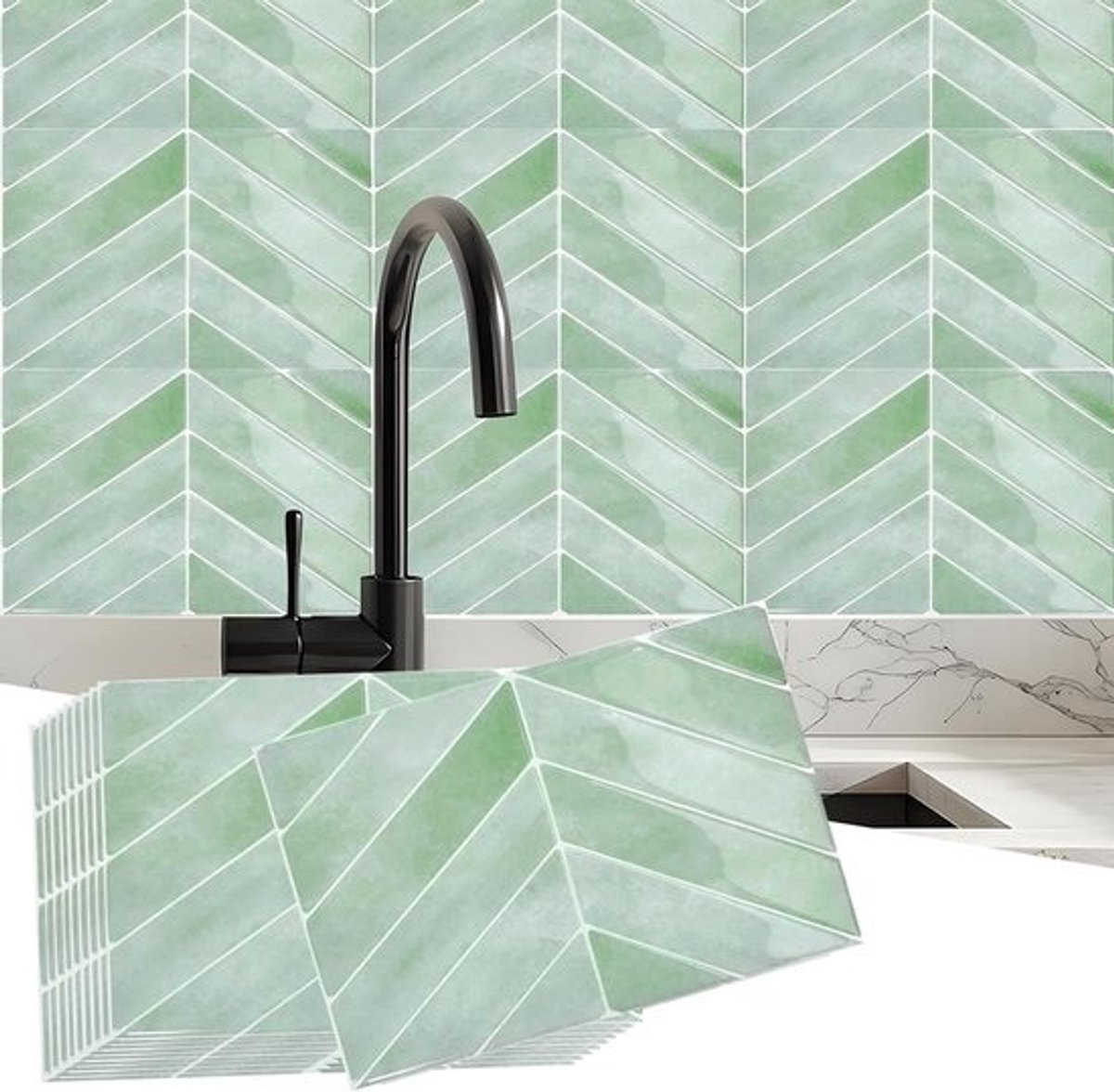 Set van 10 Zelfklevende Tegelstickers voor Keuken en Badkamer, 3D Waterproof Plaktegels, Ideaal voor Renovatie en Backsplash, 29 x 22.9 cm