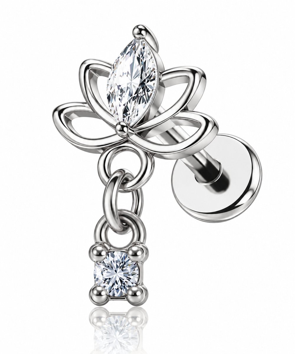 Maevi® Piercing voor Oor - Kleur: Zilver - Formaat: 12 x 6 MM - Titanium - Tragus / Kraakbeen / Helix / Conch - Oorpiercing - Piercing Sieraad - Hoge Kwaliteit - Labret Piercing - Luxe Sieraad - Oorbellen