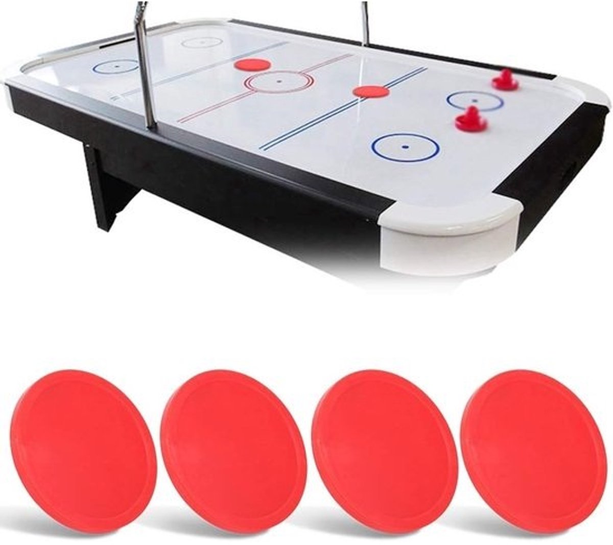 Duurzame rode plastic air hockey pucks in 3 maten - Voor spelkamers en speeltafels - Middelgroot 75mm
