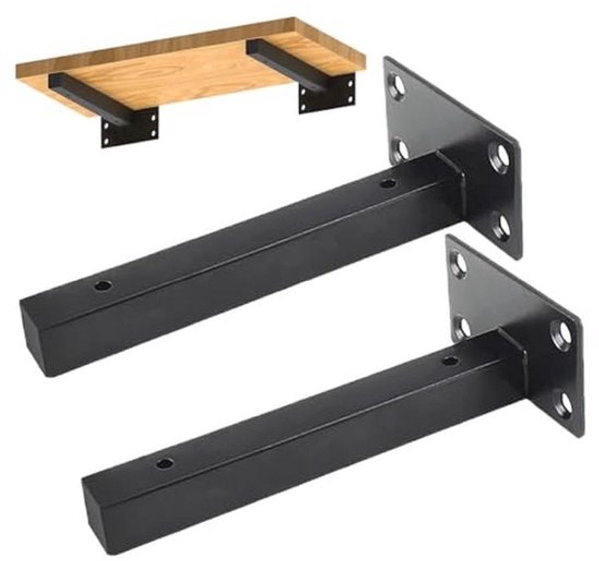 Robuuste Zwarte Wandplank - Set van 2 - Ideaal voor Wandmontage - 15 cm
