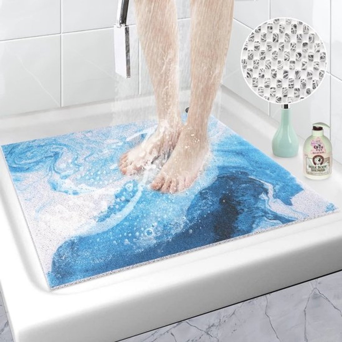 Antislip douchemat 60 x 60 cm - Comfortabele en wasbare badmat voor badkamer