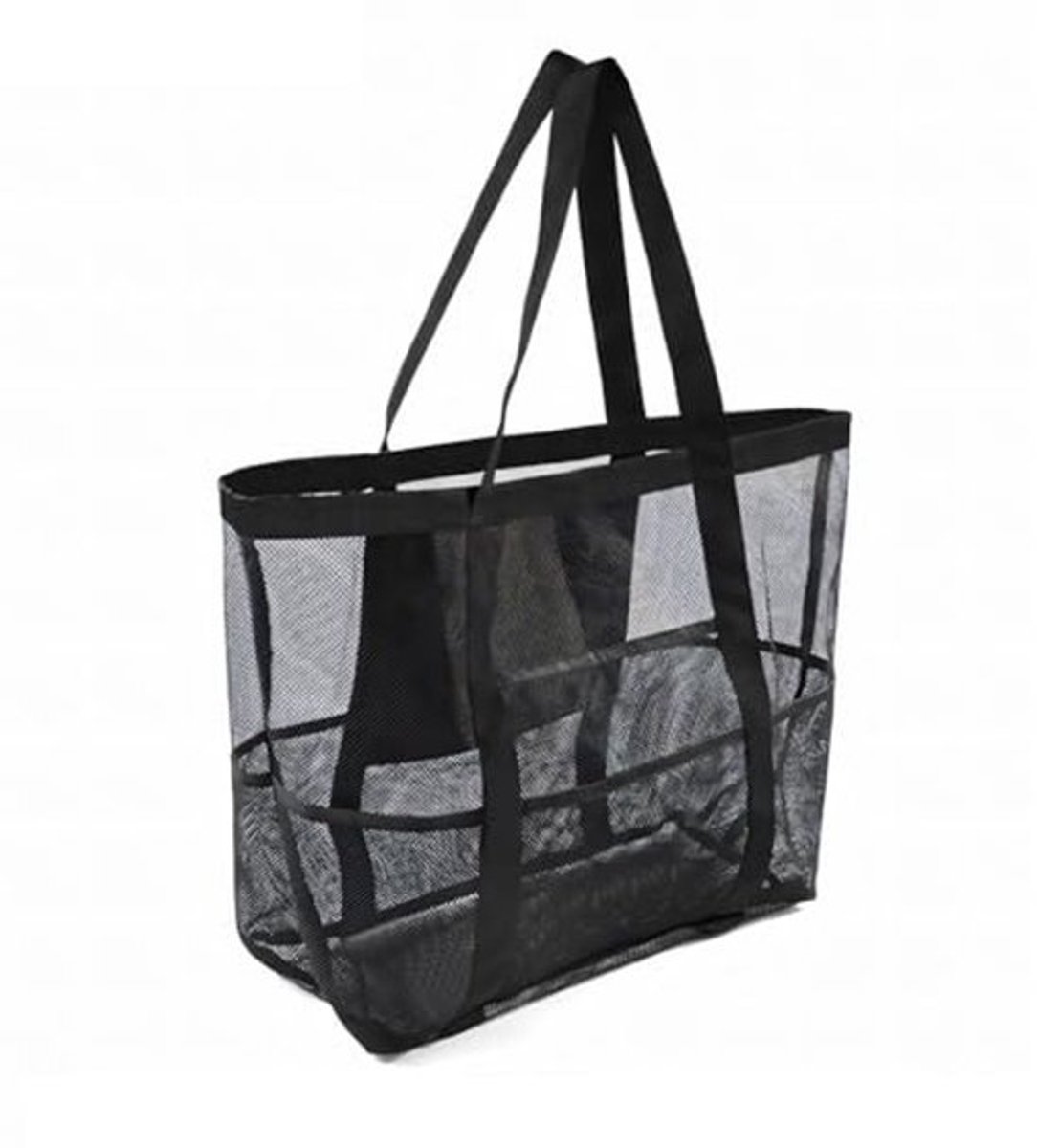 Grote Strandtas voor Dames - Multifunctionele Mesh Boodschappentas voor Vakanties, Strand en Zwembad