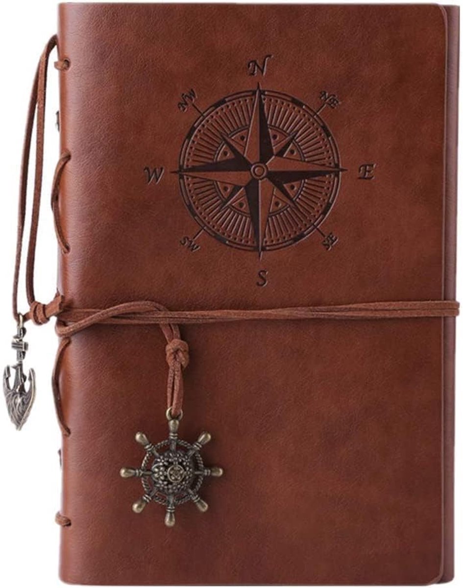 Notitieboek, A6, reisdagboek voor volwassenen, notitieboek, dagboek, leer, leeg boek om zelf vorm te geven, navulbaar dagboek, cadeau voor mannen en vrouwen, bruin