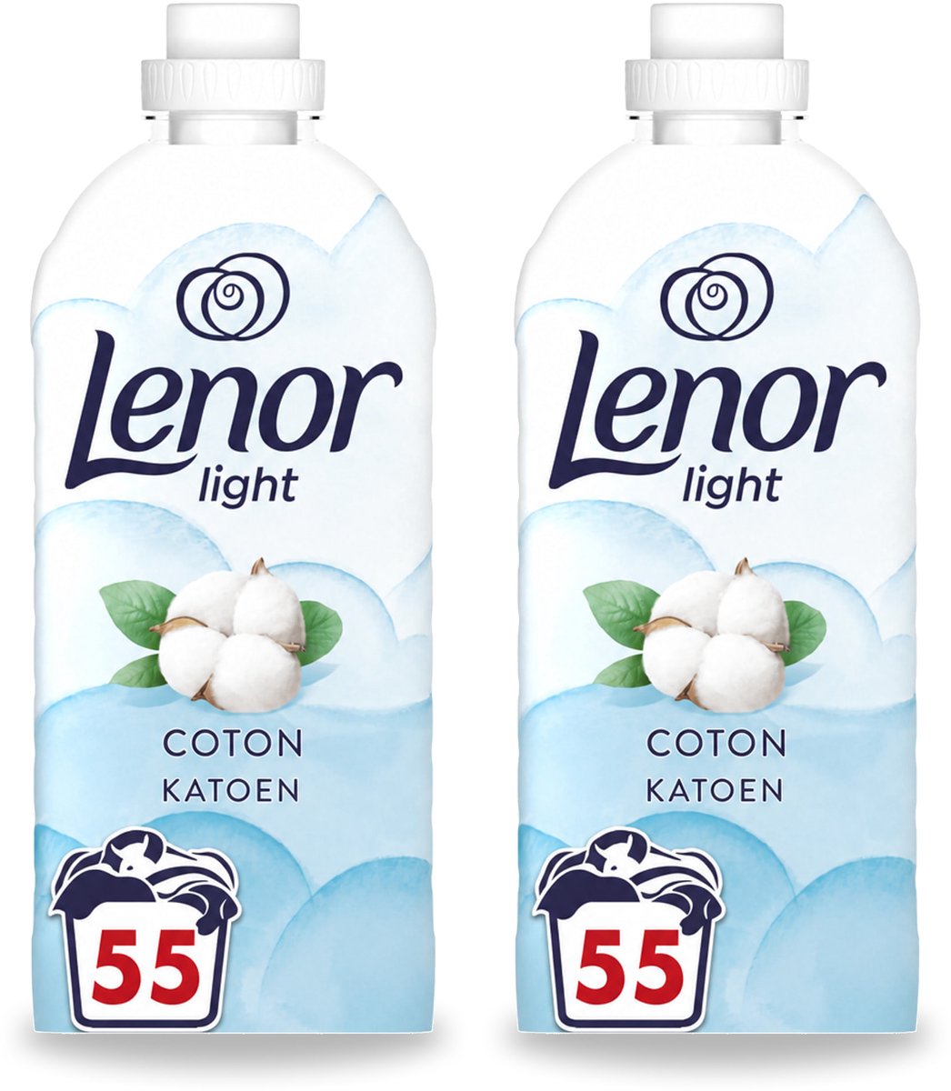 2 x Lenor Light - Wasverzachter - Katoen - Fris & Zacht - 55 Wasbeurten - Voordeelverpakking - 2 stuks